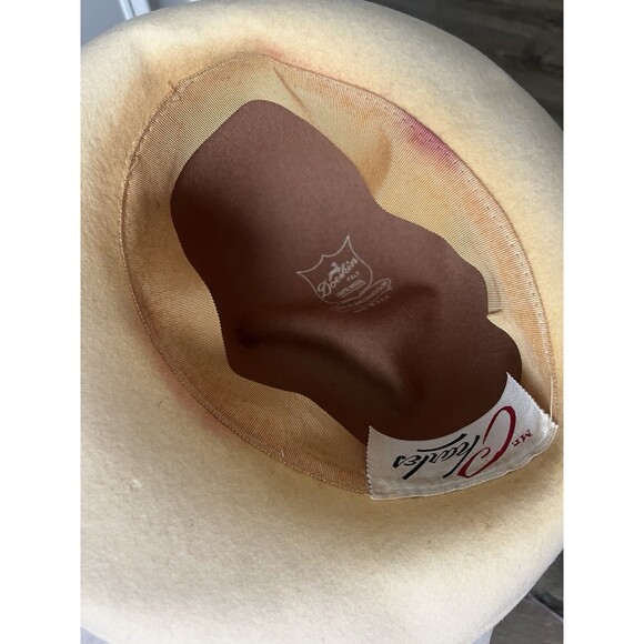 Mr. Charles Vintage Hat  Brown Tan 100% Wool Doeskin Felt Feather - Picture 5 of 9